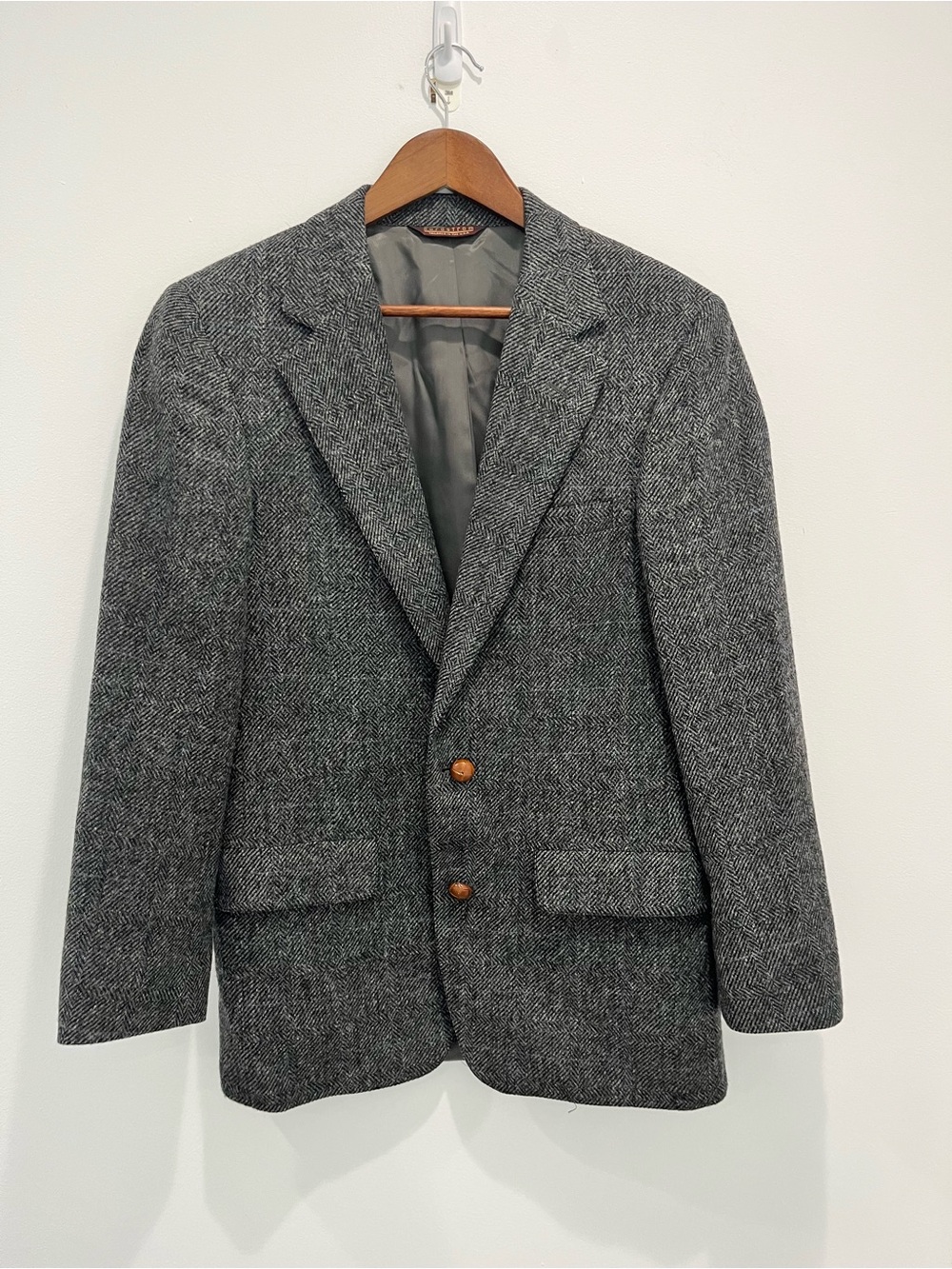 NORDSTROM Gray Herringbone Wool Classic Blazer | no size listed